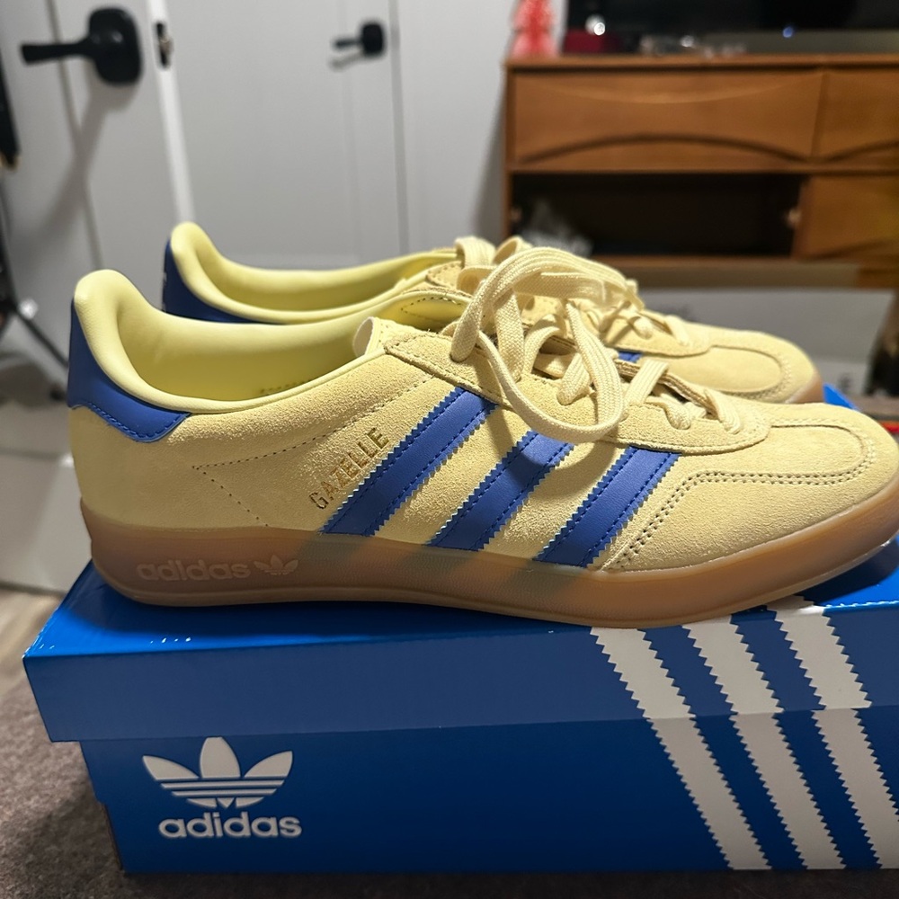 Adidas Originals Gazelle Indoor Sneakers in Yellow and Blue